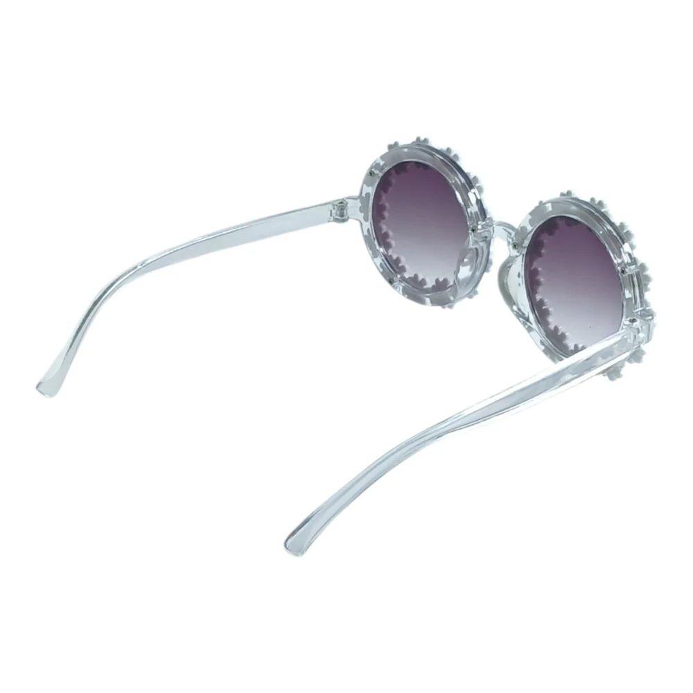 Daisy Frame Kids Sunglasses - Clear Frame with Purple Lenses